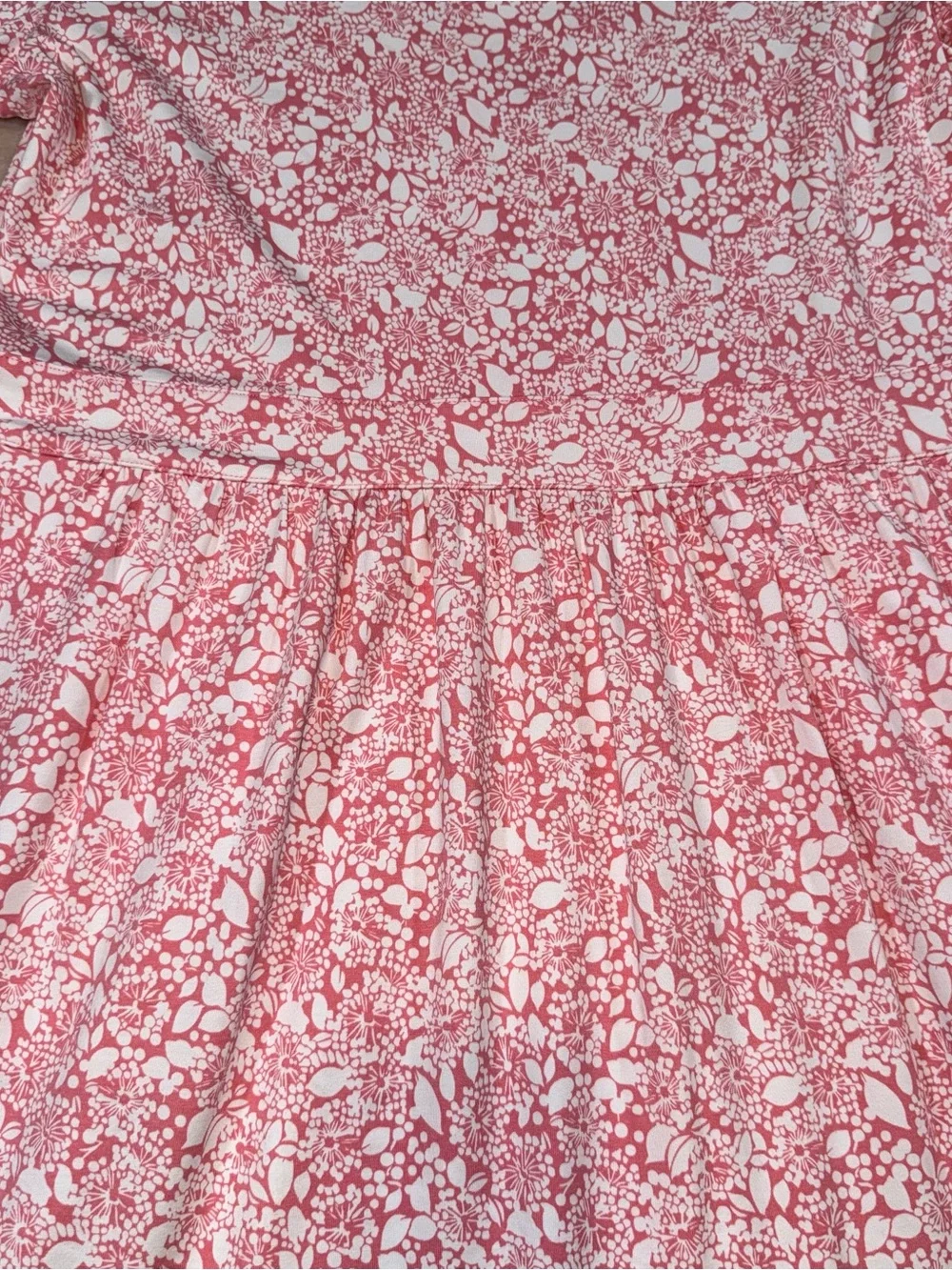 Lands' End Pink and White Floral-Print Midi Dress